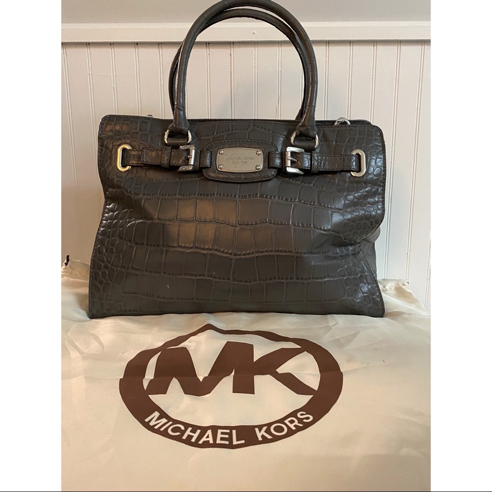 Michael Kors East West Hamilton Crocodile Leather Tote with strap